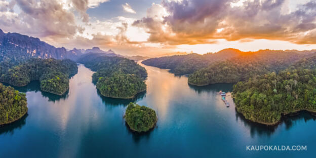 Sunset at Cheow Lan Lake, Thailand